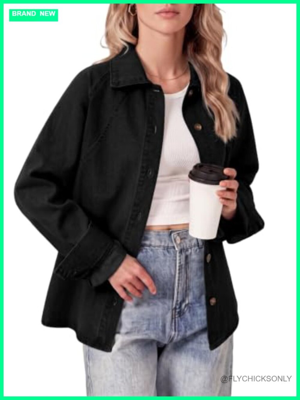 Sidefeel Womens Denim Button Down Shirt Oversized Long Sleeve